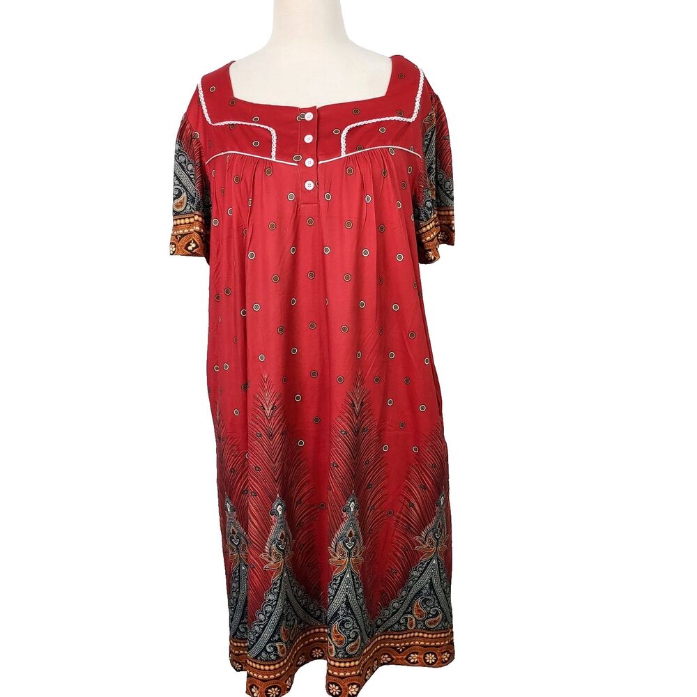 Ekouaer Nightgown Dress MuMu Pajamas Size Large Pockets Comfy Soft Lounge NWT